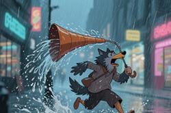 搞笑瞬间：雨中(zhōng)被淋成(chéng)落汤鸡